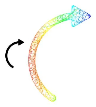 Net Rotate Right Web Mesh Icon with Spectral Gradient Stock Illustration
