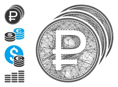 Net Rouble Coins Vector Mesh 스톡 일러스트
