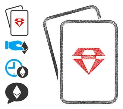 Net Ruby Gambling Cards Vector Mesh 스톡 일러스트