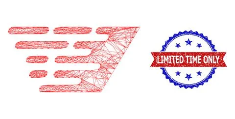 Net Rush Effect Web Mesh and Distress Bicolor Limited Time Only Stamp Seal Stock Illustration