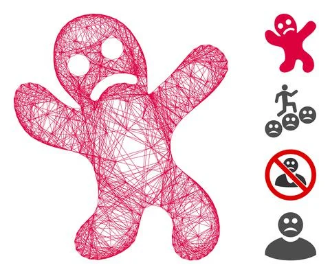 Net Sad Cookie Man Vector Mesh Stock Illustration