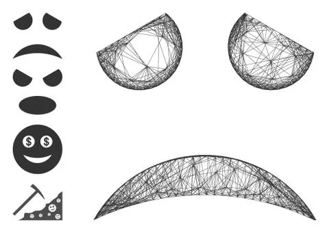 Net Sad Face Smiley Vector Mesh Stock Illustration