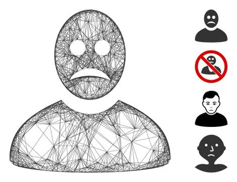 Net Sad Person Vector Mesh Stock Illustration