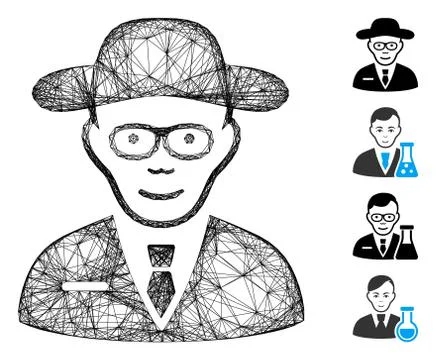 Net Scientist Vector Mesh Illustrazione stock