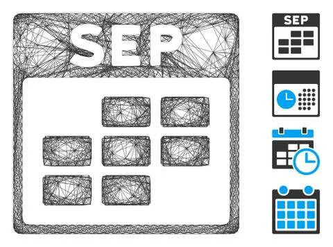 Net September Calendar Grid Vector Mesh Stock Illustration