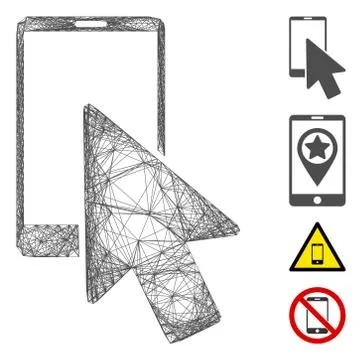 Net Smartphone Arrow Pointer Vector Mesh イラスト素材