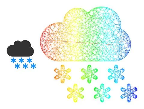 Net Snow Cloud Mesh Icon with Rainbow Gradient Stock Illustration
