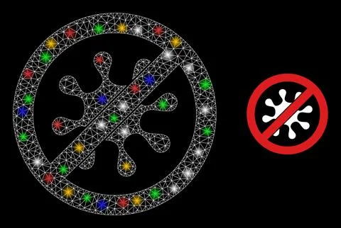 Net Stop Virus Constellation Icon with Multicolored Flash Nodes Stock Illustration