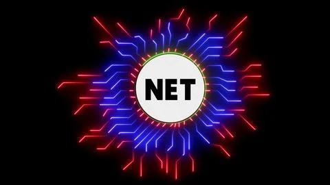 Net technology circular pattern neon Stock Illustration