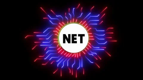 Net technology circular pattern neon Illustrazione stock