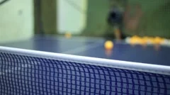 Man playing table tennis with robot auto, Stock Video