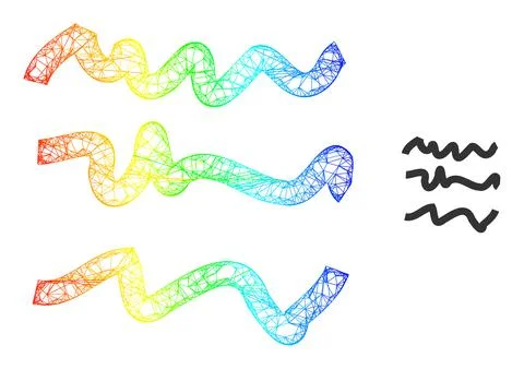Net Text Scribbles Mesh Icon with Spectrum Gradient Stock Illustration