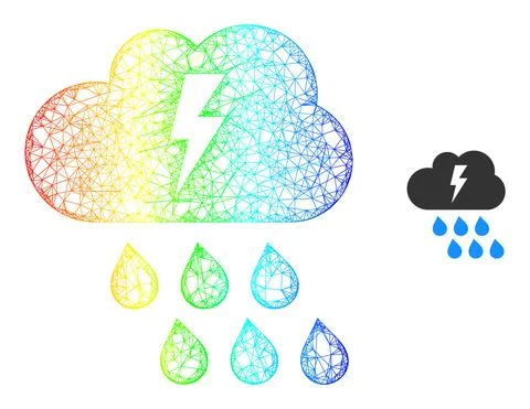 Net Thunderstorm Web Mesh Icon with Spectrum Gradient Illustrazione stock