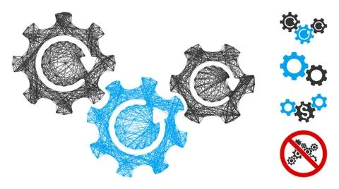 Net Transmission Gears Rotation Vector Mesh 스톡 일러스트