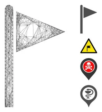 Net Triangle Flag Pointer Vector Mesh Stock Illustration
