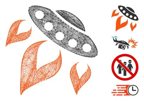 Net UFO Start Fire Vector Mesh Stockillustratie