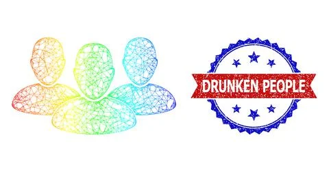 Net User Group Web Mesh Icon with Rainbow Gradient and Unclean Bicolor Drunken Illustrazione stock