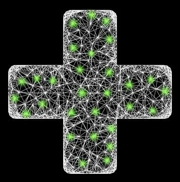 Net Veterinary Cross Web Mesh with Bright Flash Nodes Stock Illustration