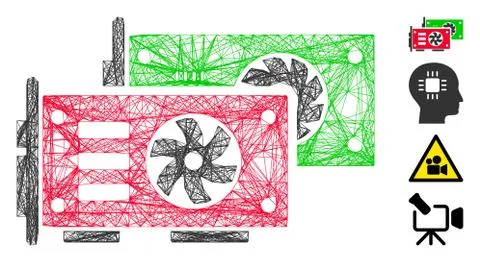 Net Video Graphics GPU Cards Vector Mesh 库存插图