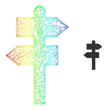 Net Way Pointer Mesh Icon with Spectral Gradient Stock Illustration