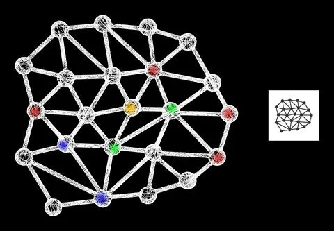 Net Web Mesh Grid Icon with Multicolored Flash Nodes Illustrazione stock