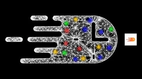 Net Web Mesh Rush Time Icon with Multi Colored Flash Nodes Illustrazione stock