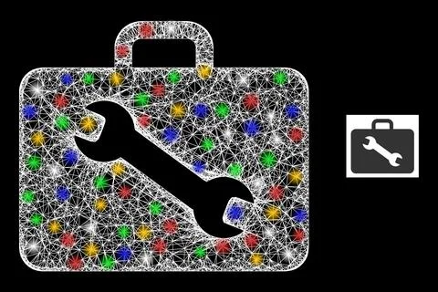 Net Web Mesh Tool Case Icon with Colorful Flares Stock Illustration