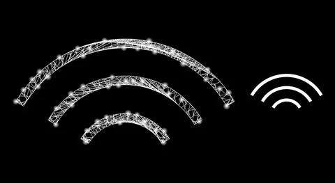 Net Wireless Signal Web Mesh Icon with Glare Lightspots Stock Illustration
