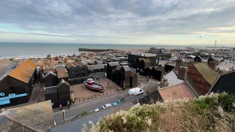 Net workshop by the sea in England Stock Footage 222226450