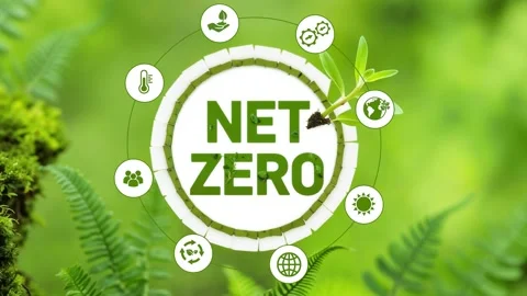 Net zero 2050 and carbon neutral concept.Net Zero text on green background. 2 Stock Footage 288469305