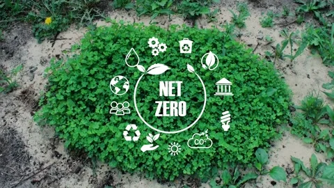 Net zero  2050. Carbon neutral concept. Net zero greenhouse gas emissions  Stock Footage 266025926