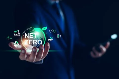 Net zero by 2050. Carbon neutral. Net zero greenhouse gas emissions target. c Stock Photos