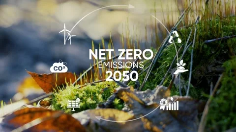 Net zero and carbon neutral concept 2050. Net zero greenhouse gas emissionssion Stock Footage 269061961