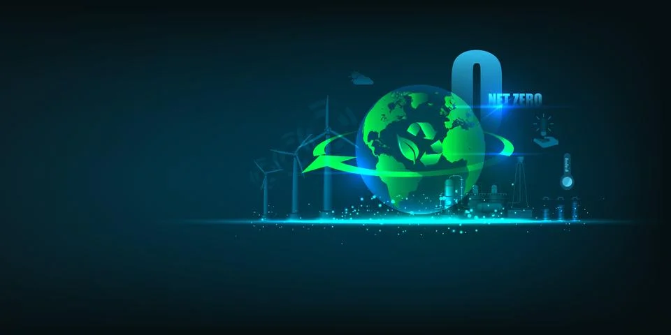 Net zero and carbon neutral concept. Sustainable business development with .. Stock Illustration