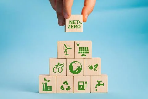 Net zero and carbon neutral concept. Net zero greenhouse gas emissions target Stock Photos