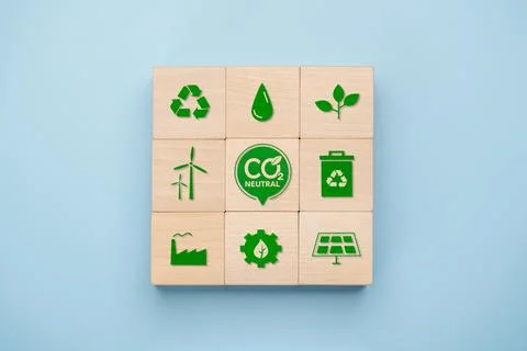 Net Zero and Carbon Neutral Concepts, Net Zero Emissions Goals, Long-Term Cli Stock Photos