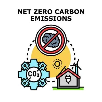 Net zero carbon emissions concept for sustainable energy Stock Illustration
