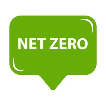 Net zero carbon footprint speech bubble banner icon vector emissions free n.. Stock-Illustration