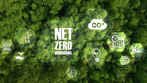 Net zero , carbon neutral concept. Net zero greenhouse gas emissions target. Stock Footage 263225265