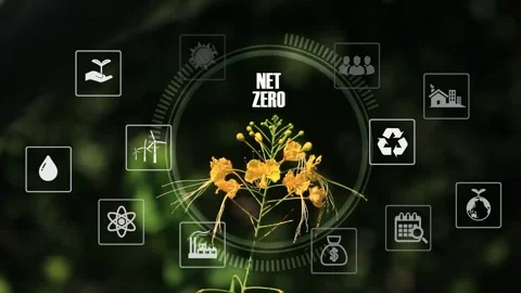 Net zero , carbon neutral concept. Net zero greenhouse gas emissions target. Stock Footage 265353782
