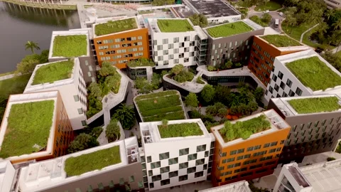 Net zero carbon neutral housing architecture Miami UM campus Video stock 289138269