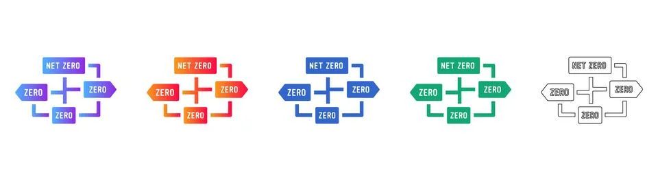 Net Zero Concept Flowchart Icons Stock Illustration