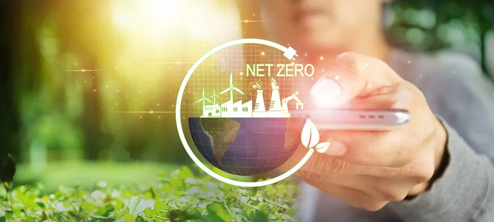 Net Zero Concept, Limiting Climate Change, Sustainable Development, and Gre.. Foto stock