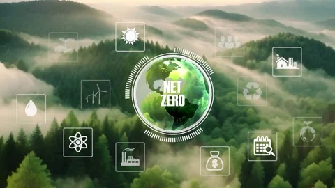 Net zero emission ,2050, carbon neutral concept.CO2 reduce.Net zero greenhouse Stock Footage 265086581