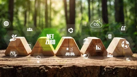 Net zero emission ,2050, carbon neutral concept.CO2 reduce.Net zero greenhouse Stock Footage 283461230