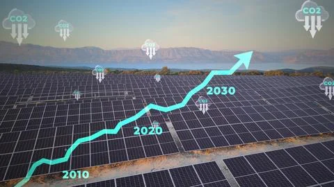 Net zero emission graph reducing CO2 emission until 2050 Foto stock