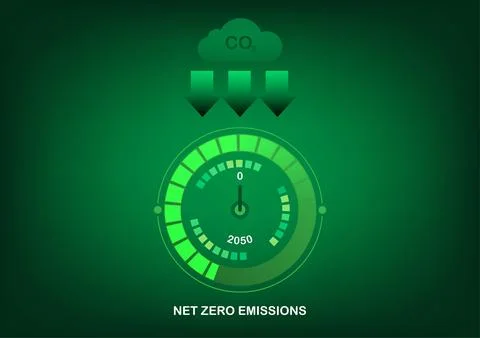 Net zero emission policy by 2050. Stock Illustration