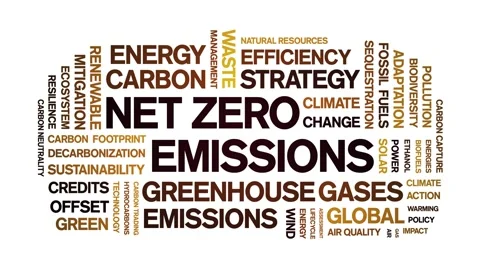 Net Zero Emissions animated word cloud,animation tag kinetic typography loop. Stock-Footage 312929281