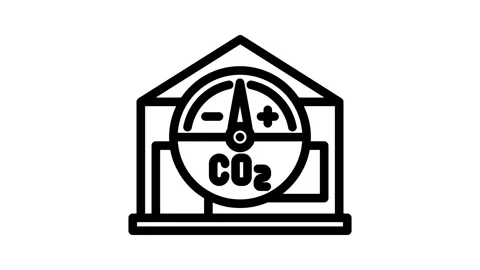 Net zero energy building green line icon animation Stock Footage 326752440
