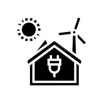 Net zero energy building green glyph icon vector illustration Stock Illustration
